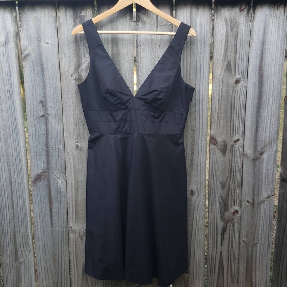 Donna Ricco Black Silk Empire Waist A-line Dress